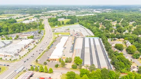 Exterior Drone Image of Devon Self Storage Facility