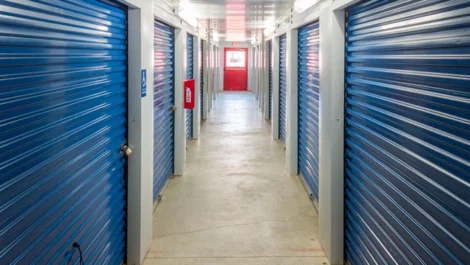 Hallway of storage units Self Storage Units in Richmond, TX