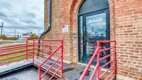 Stairs leading into Devon Self Storage in Chicago, Illinois