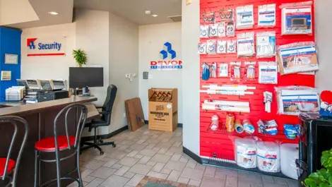 office area with storage & moving supplies Self Storage in Greenville, TX