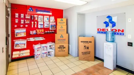 store front with storage supplies in North Palm Spring, CA