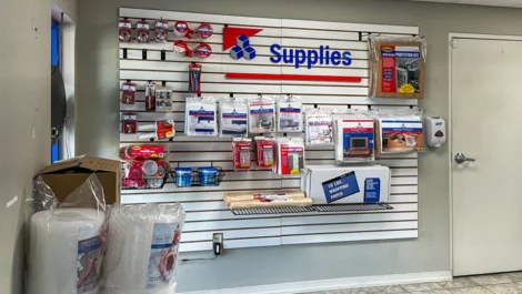 Devon Self Storage - Harrisburg wall of storage supplies