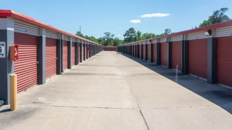 drive up storage units, wide lanes, Self Storage Units in Conroe, TX, on Gladstell Road
