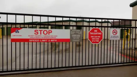 Security gate at Devon Self Storage in Loy Lake.