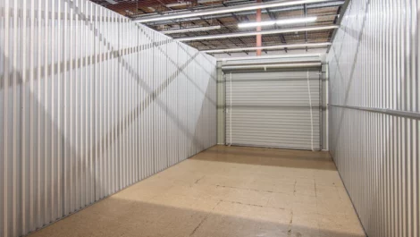 Inside a large storage unit in St. Petersburg, FL