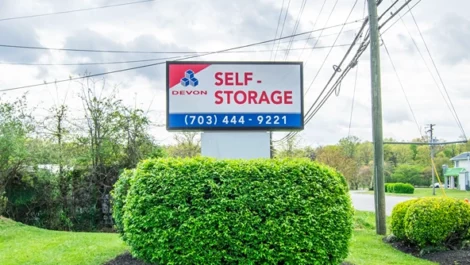 sign of Devon Self Storage, Self Storage in Sterling, VA, on Cascades Parkway