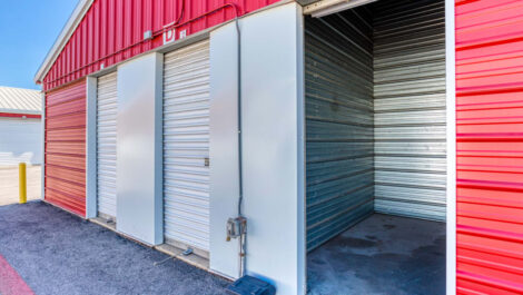 An open drive-up storage unit at Austin, Texas at Devon Self Storage