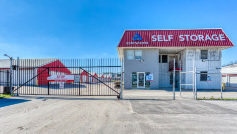Gated entrance to Devon Self Storage in Austin, Texas