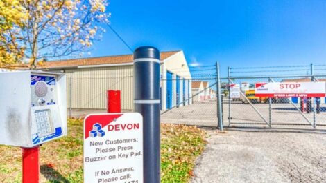 Gated entry to Devon Self Storage in Jenison, Michigan