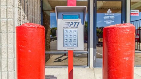 Keypad for gated entry in Palm Springs, California at Devon Self Storage