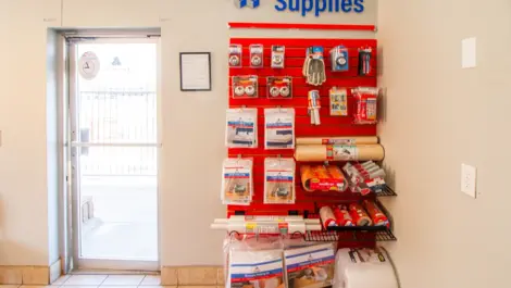 Wall of storage supplies in Apple Valley, CA, at Devon Self Storage - Highway 18 #1