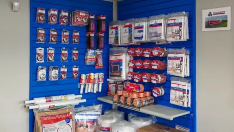 Moving and packaging supplies inside Devon Self Storage office