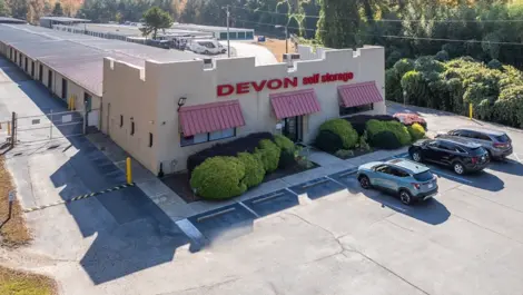 Exterior Drone Image of Decon Self Storage