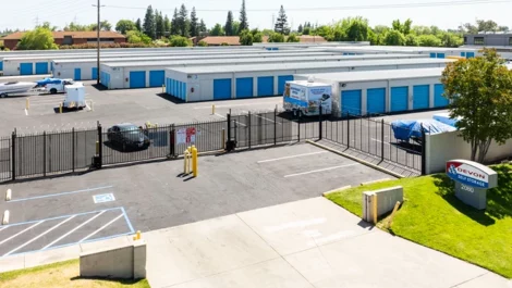 secure, gated, sky view of Arden Arcade Storage Units in Sacramento, CA