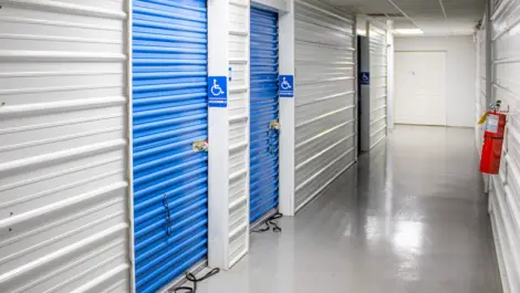 Devon Self Storage, Birmingham Alabama, hallway of indoor storage, Wheelchair accessible.