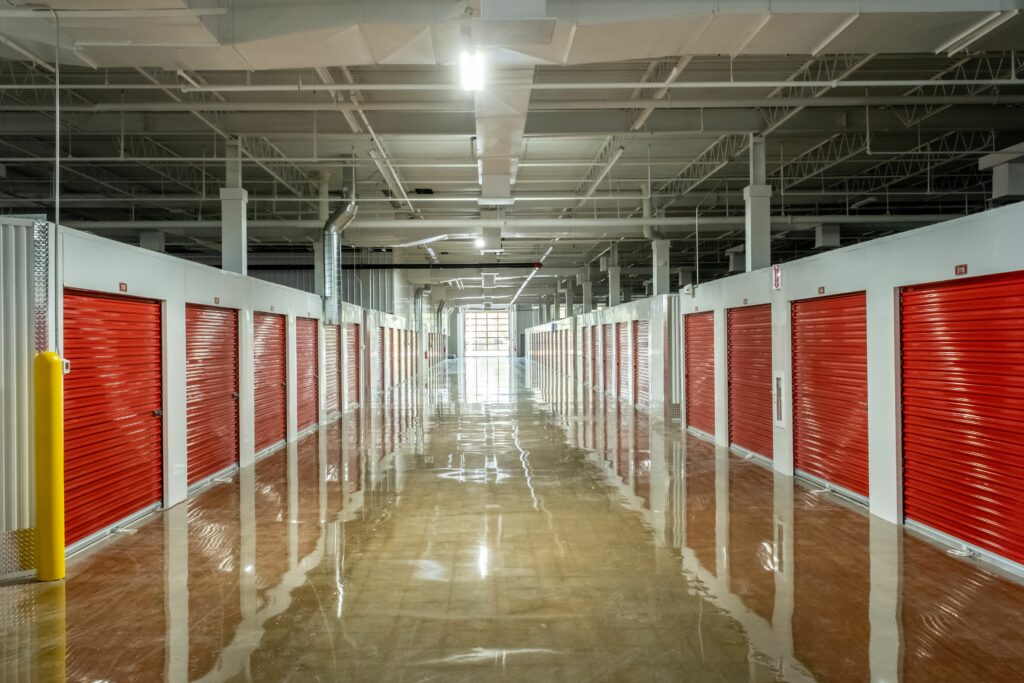 Indoor storage units at Devon Self Storage.