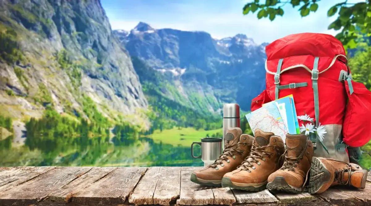 A view of several camping items.