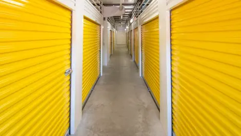Hallway of storage units, medium storage units in Bixby, OK at Devon Self Storage Bixby