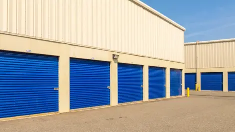 Exterior outdoor, drive up units of Devon Self Storage units in Middletown, RI, on Browns Lane