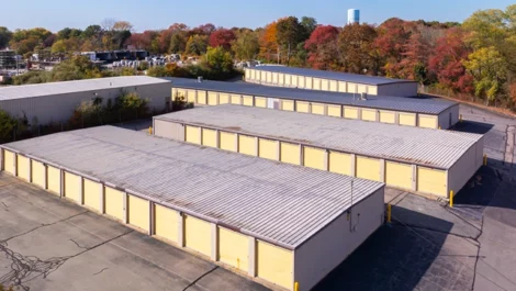 Drone view Devon Self Storage - Lambeth Park in Fairhaven, MA.