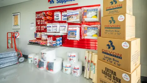 Packing and moving supplies inside storage facility