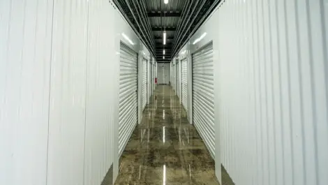 Indoor hallway of storage facility