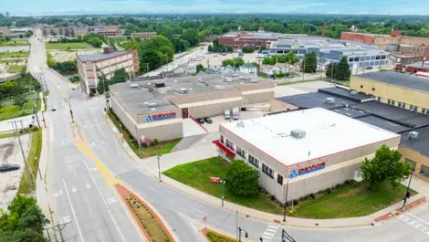 Overhead view of indoor storage facility