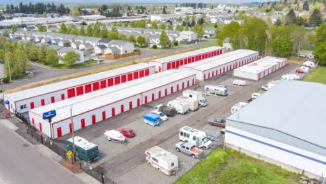 aerial of storage units, Devon Self Storage - Kauffman Ave