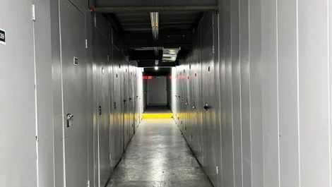 White walls and hallway to storage units Waterford Township, MI, Storage Units on Dixie Highway
