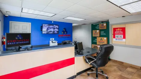 Interior of front office Devon Self Storage, Coliseum Blvd