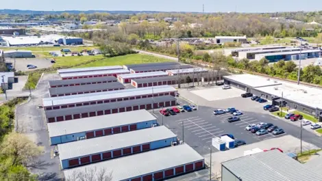 Drone view of storage facility in Hendersonville at Devon Self Storage - Main Street
