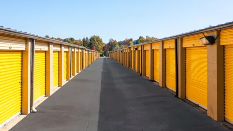 Devon Self Storage - Holden Road, rows of yellow doors or drive up storage