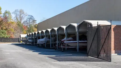 Covered boat storage at Devon Self Storage - Lawrenceville in Lawrenceville, GA