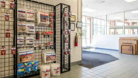 Wall of storage supplies for moving and packing Devon Self Storage - Lawrenceville in Lawrenceville, GA