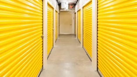 Devon Self Storage in Katy, TX yellow storage door, interior view