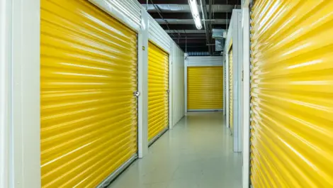 Clean, hallway of storage units in Lafayette, LA, on Congress Street