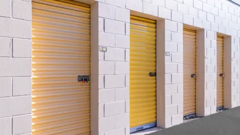 Yellow doors to Devon Self Storage - West Street