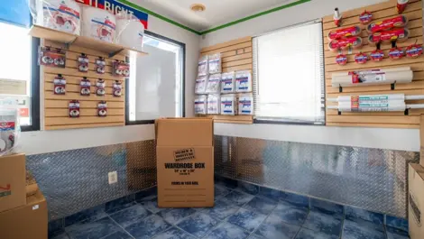 Wall of storage supplies Devon Self Storage - Pennsauken