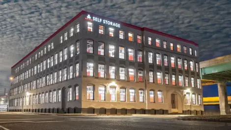 Devon Self Storage Springfield, MA, night view of the entire building