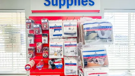 Wall of supplies for moving, packing and storage at Devon Self Storage - Ingram Road in San Antonio, TX