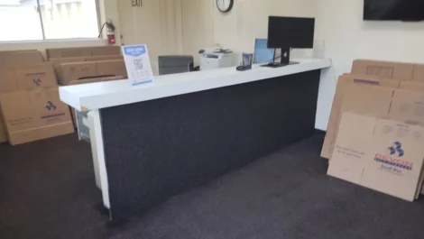 Office area with boxes for storage Devon Self Storage - Scott