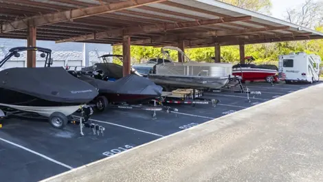 Covered boat and RV storage in Hendersonville, TN, at Devon Self Storage - Shackle Island