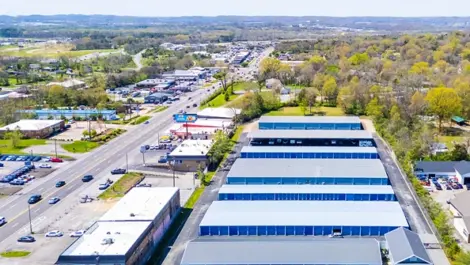 Another drone view of storage facility in Hendersonville, TN, at Devon Self Storage - Shackle Island