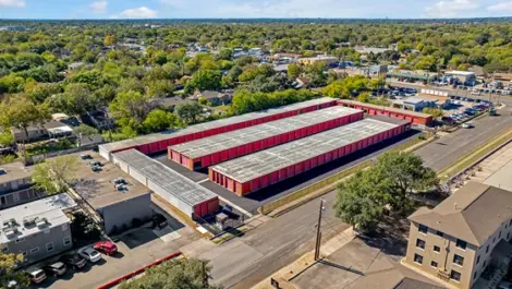 Devon Self Storage - Contour Drive in San Antonio, TX, aerial view of drive up storage.