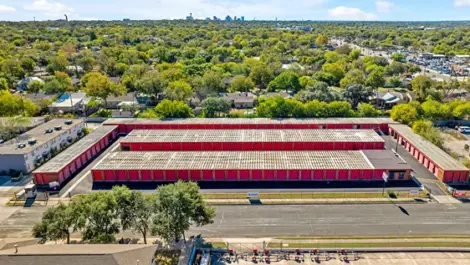 Aerial view of drive up storage at Devon Self Storage - Contour Drive in San Antonio, TX