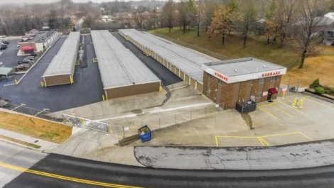Self Storage in Cape Girardeau, MO on 1678 Kingsway Drive, drone view of storage facility