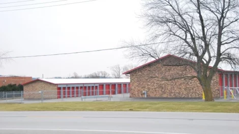 Devon Self Storage - Frankfort, street view of gated storage, outdoor storage units