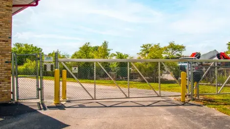 Devon Self Storage - Frankfort, street view of gated storage, outdoor storage units