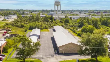 Devon Self Storage - Frankfort, street view of gated storage, outdoor storage units
