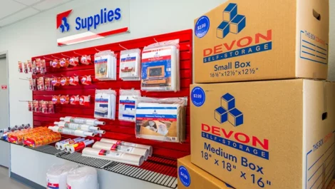 Boxes and storage supplies available at Devon Self Storage - Lubbock in Lubbock, TX